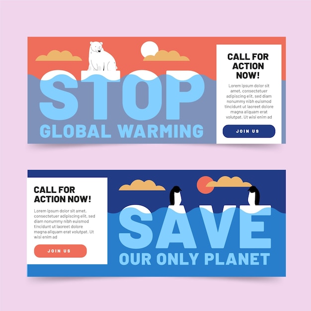 Banner di cambiamento climatico disegnati a mano