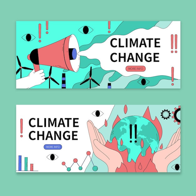 Hand drawn climate change banners