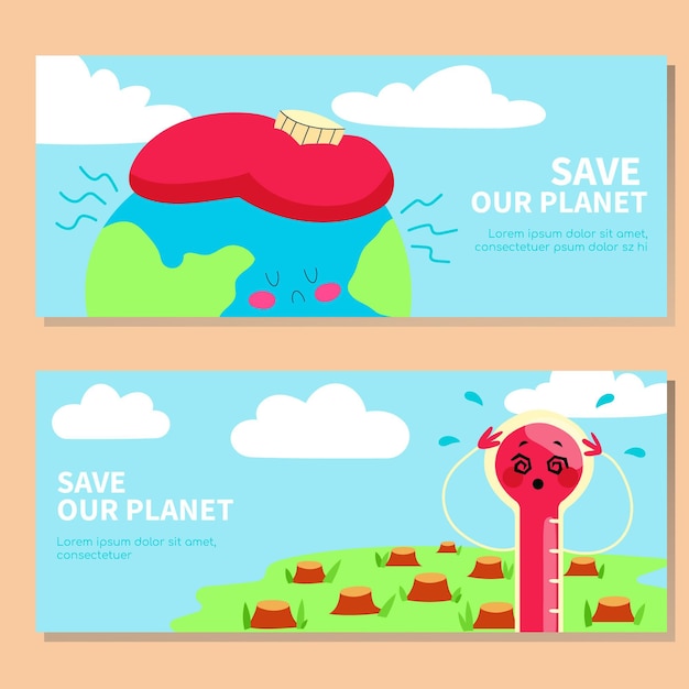 Vettore gratuito banner di cambiamento climatico disegnati a mano