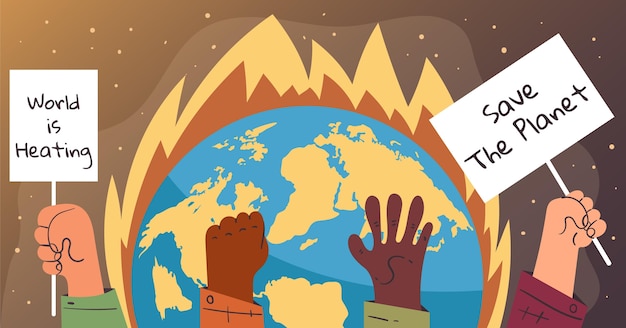 Бесплатное векторное изображение Нарисованный рукой пост в фейсбуке по изменению климата