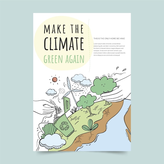 Free Vector hand drawn climate change flyers