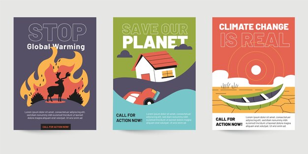 Hand drawn climate change flyers