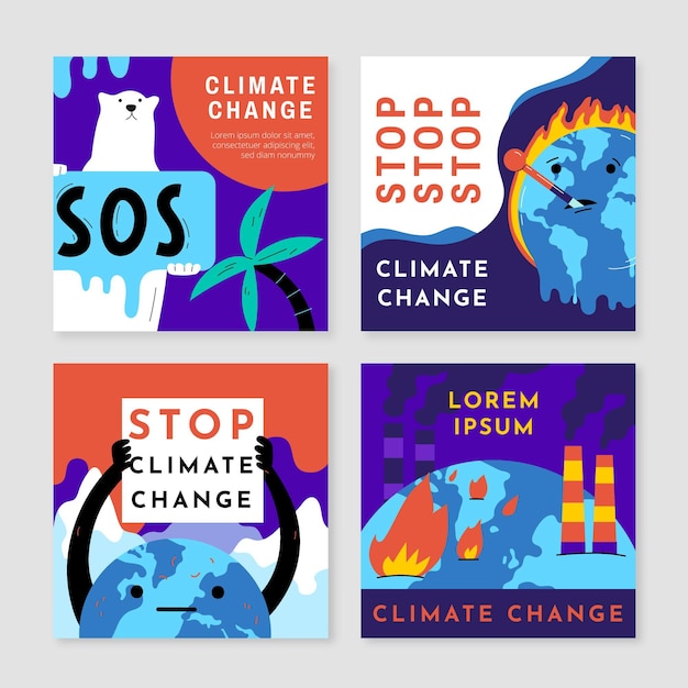 Hand drawn climate change instagram posts