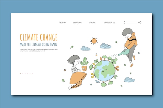 Free vector hand drawn climate change landing page