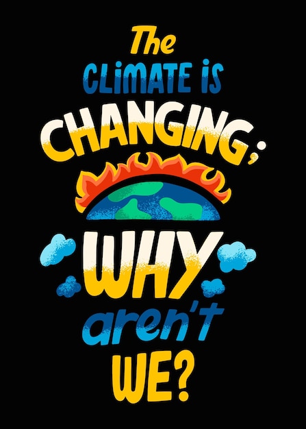 Lettere disegnate a mano sul cambiamento climatico