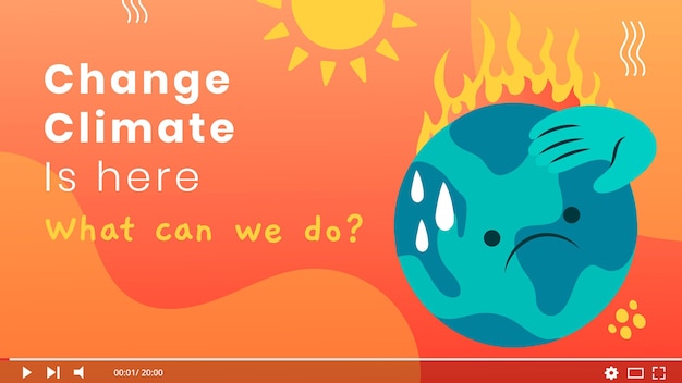 Vettore gratuito miniatura di youtube sul cambiamento climatico disegnata a mano