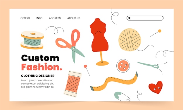 Free vector hand drawn clothing design landing page