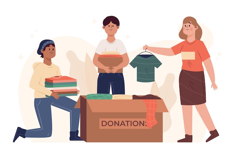 Free Vector hand drawn clothing donation concept