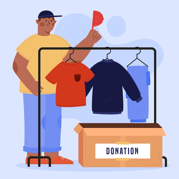 Hand drawn clothing donation concept