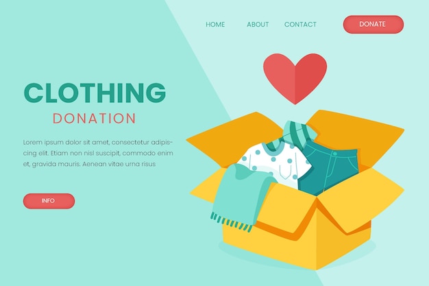 Free vector hand drawn clothing donation landing page