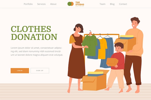 Hand drawn clothing donation landing page