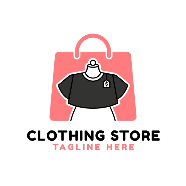 Hand drawn clothing store logo template