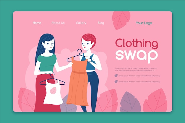 Free vector hand drawn clothing swap landing page