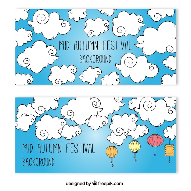 Hand drawn cloud banners