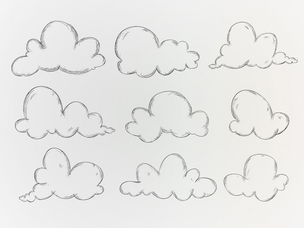 Hand drawn clouds collecti