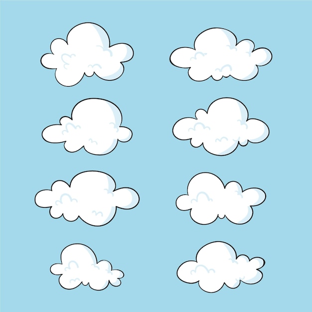 Vettore gratuito collezione di nuvole disegnate a mano