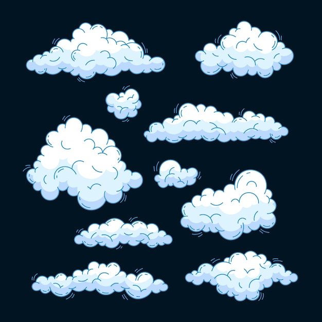 Hand drawn clouds collection