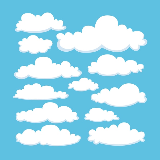 Бесплатное векторное изображение Коллекция рисованной облака