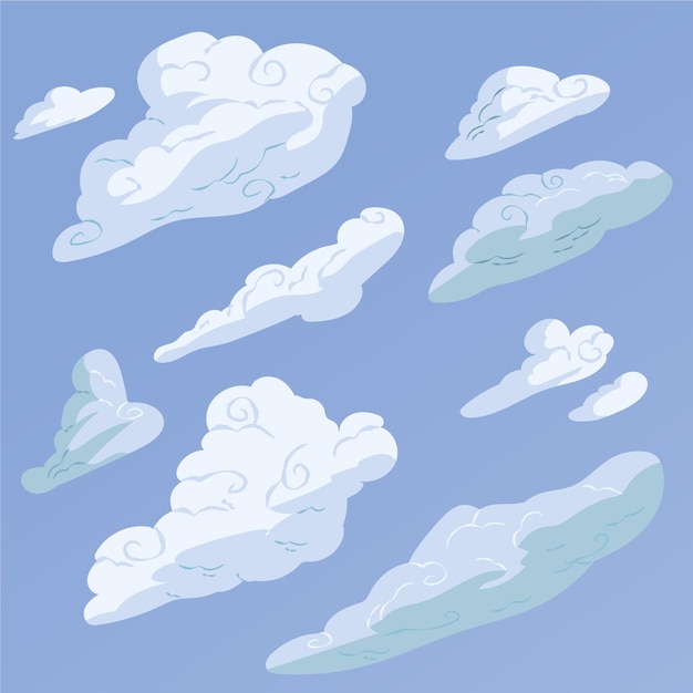 Free vector hand drawn clouds collection