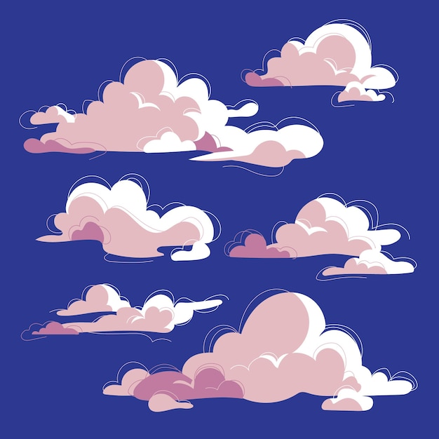 Hand drawn clouds collection