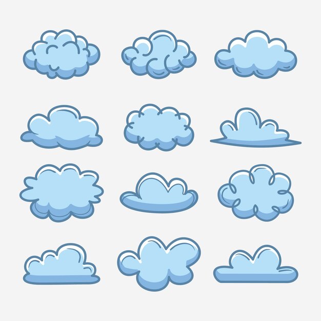 Hand drawn clouds collection