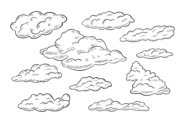 Free vector hand drawn clouds collection