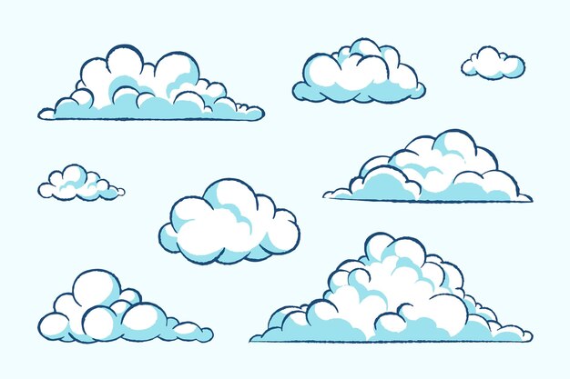 Hand drawn clouds collection