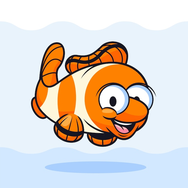 Free vector hand drawn clown fish cartoon illustration