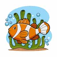 Free vector hand drawn clown fish cartoon illustration