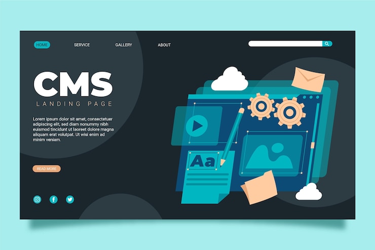 Free Vector hand drawn cms concept landing page