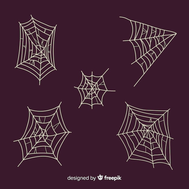 Бесплатное векторное изображение Коллекция рисованной паутины