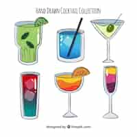 Free vector hand drawn cocktail collection