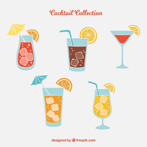 Free vector hand drawn cocktail collection