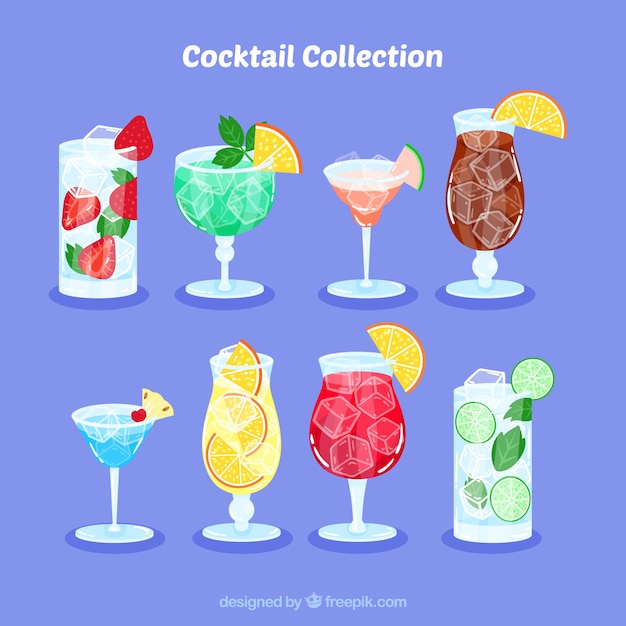 Free vector hand drawn cocktail collection