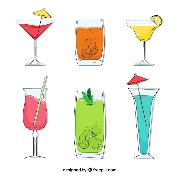 Free vector hand drawn cocktail collection