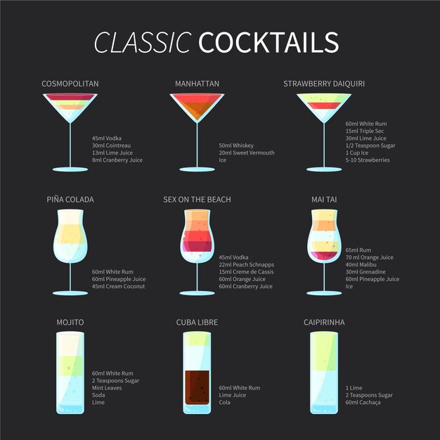 Hand drawn cocktail collection