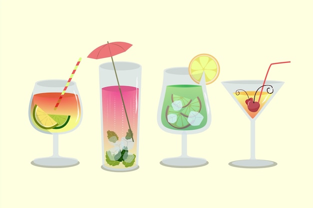 Vettore gratuito collezione di cocktail disegnati a mano