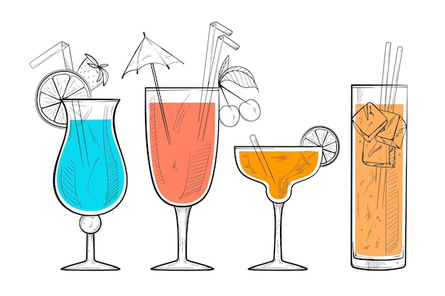 Hand drawn cocktail collection