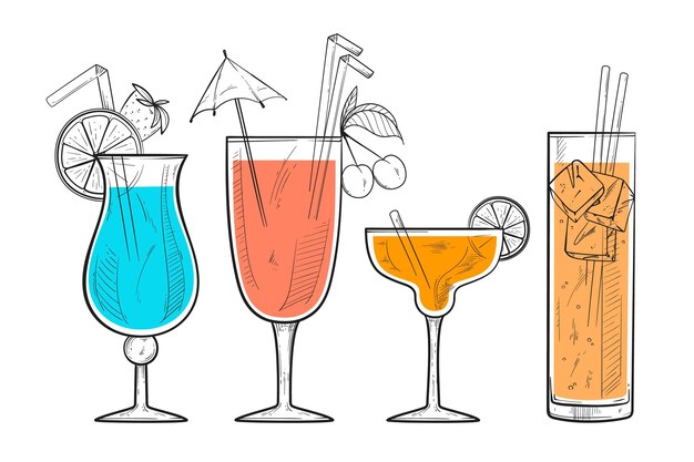 Hand drawn cocktail collection