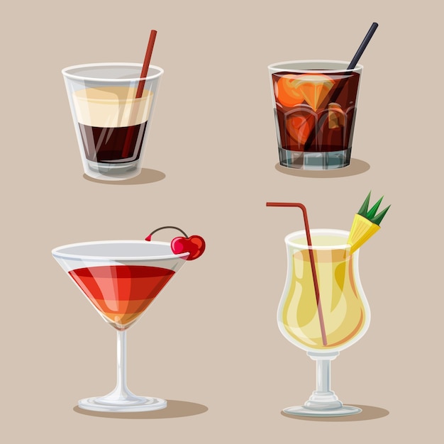 Vettore gratuito collezione di cocktail disegnati a mano