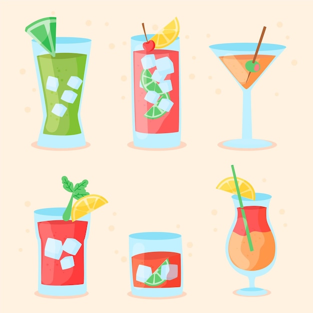 Free vector hand drawn cocktail collection