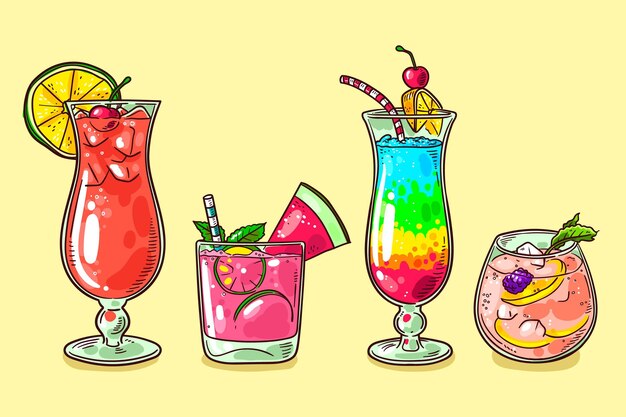 Hand drawn cocktail collection