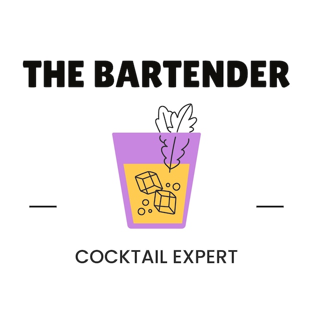 Ручной обращается логотип бармена эксперта по коктейлям