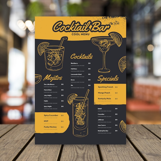 Free vector hand drawn cocktail flyer template