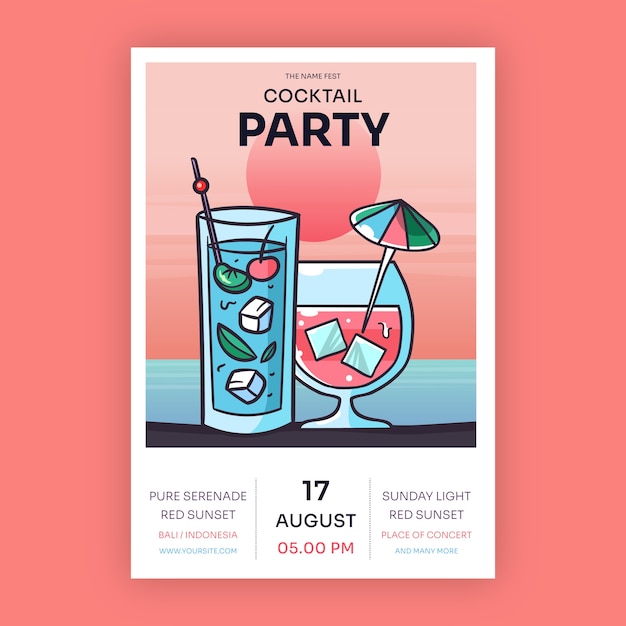 Free vector hand drawn cocktail flyer