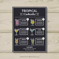 Free vector hand drawn cocktail menu template