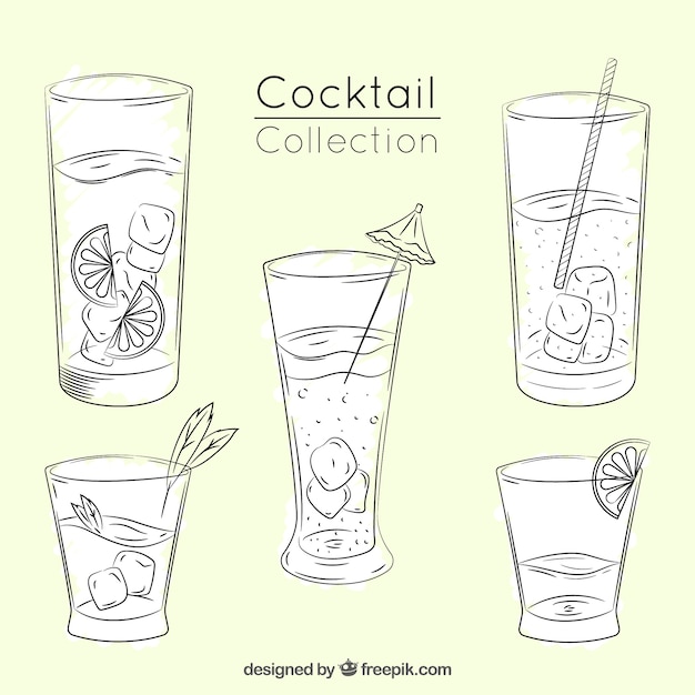 Free vector hand-drawn cocktail pack