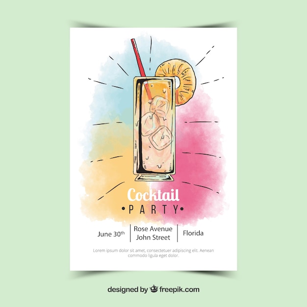 Hand drawn cocktail party brochure