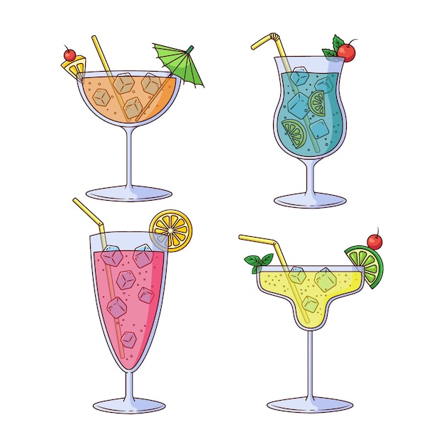 Hand drawn cocktail set