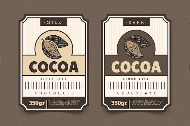 Ручной обращается дизайн этикетки какао